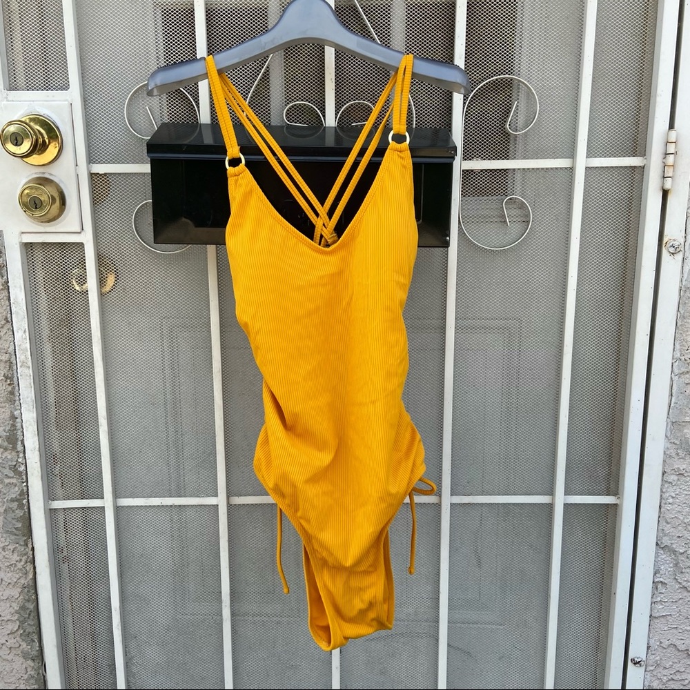 Yellow Ribbed One Piece